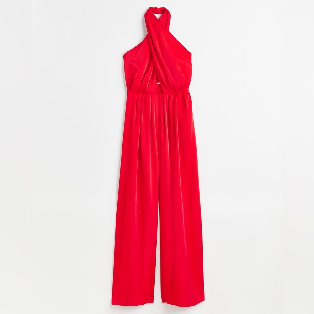 H&M Red Halter-Neck Jumpsuit